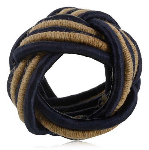 Image of Handmade Eco Friendly Napkin Ring Holder Set for Dining Table Decoration (Blue and Brown) - Pack of 6