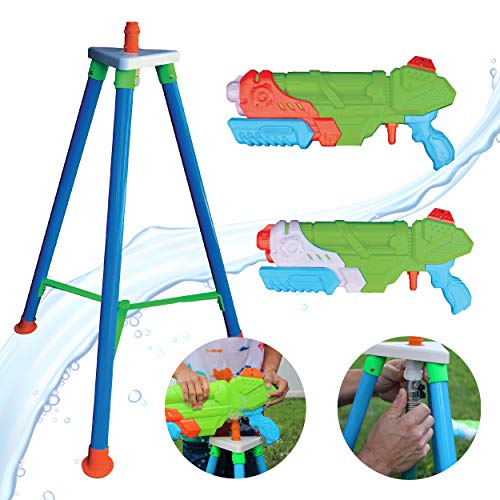 Kwik Fill Water Gun System â€“ 2 Water Guns with Fill Station â€“ Easy to Use Water Toys for Kids, Fill Station Reloads Squirt Guns in 6 Seconds, Connects to Standard Garden Hose,White-green-red