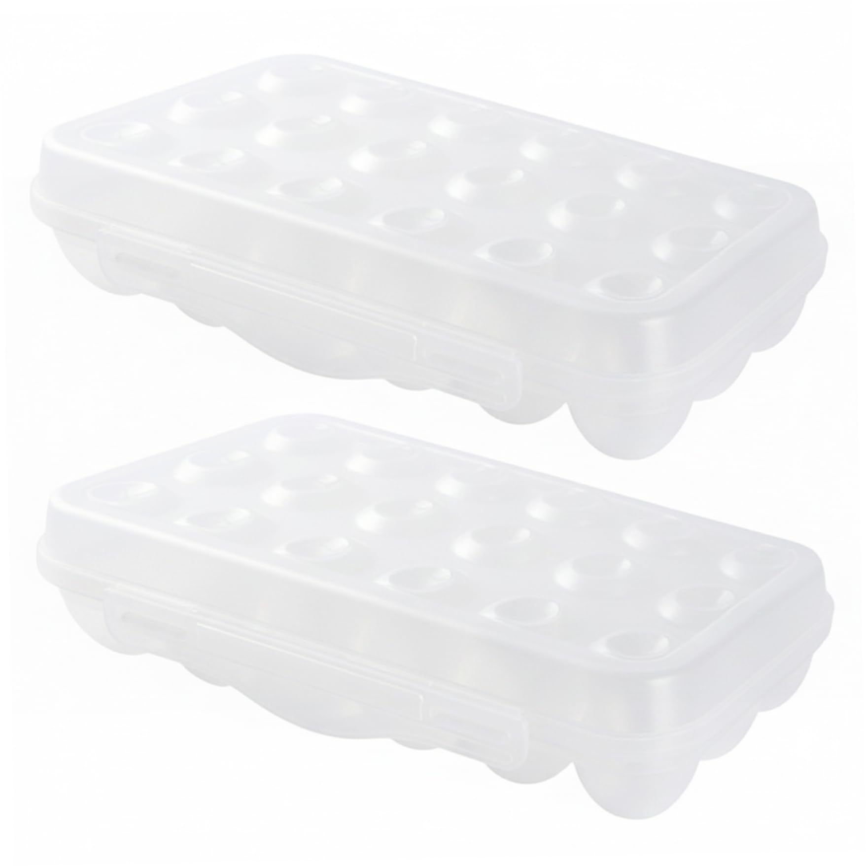 Striegro 2-pack 18-grid Plastic Egg Carton, Clear Fridge Egg Storage With Locking Lid, Stackable Holder For Refrigerator..