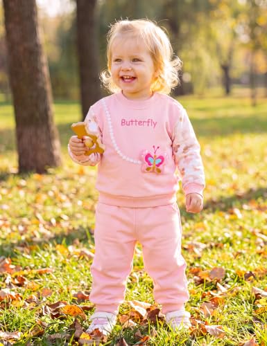 Image of Gnainach Baby Girls Clothes 2 Piece Sweatshirt Toddler Fall Winter Outfit | Long sleeve sweatshirt,Soft,cozy fabric for everyday fall and winter outfits