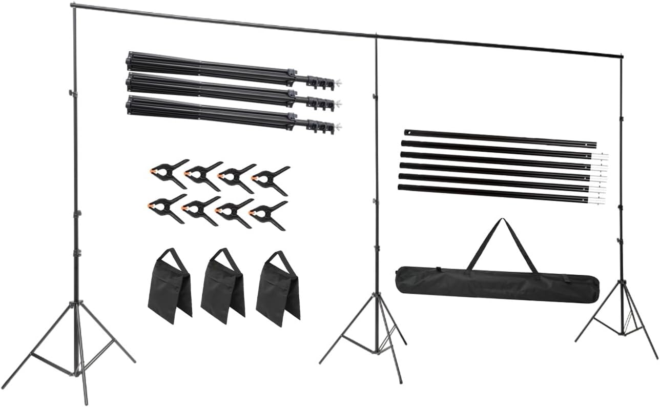 10x20 ft Medium Duty Back Drop Adjustable Stand, Photo Backdrop Stand Kit for Photography with Carrying Bag, Convertible to Backdrop Stand 10x10 Adjustable Width. 10 x 20 ft Medium Duty