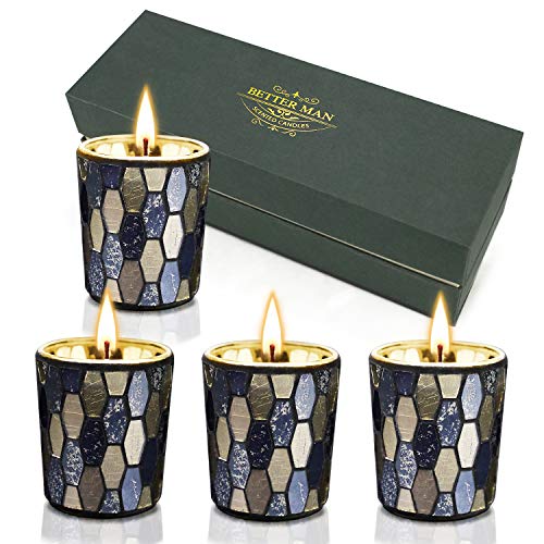 CREASHINE Vela perfumada,Regalos sofisticados para Hombres - Juego de Velas perfumadas a Mano, Lavanda, tarocco de Naranja, Copal y Madera de agil para aliviar el estrés y la aromaterapia