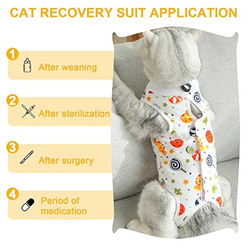 Image of Cat Recovery Suit, 1 PCS Pet Surgical Recovery Suit Pet Cone Alternative for Small Medium Pets, M