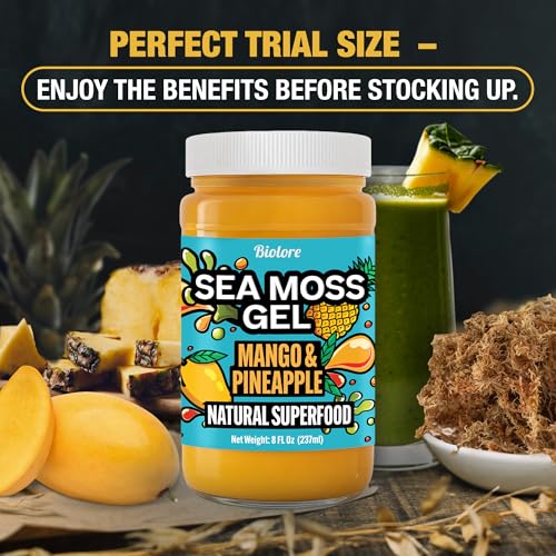 جل طحلب البحر والمانجو والاناناس من بيولور، صنع في الولايات المتحدة الامريكية، فيتامينات اساسية ايرلندية خام ومعادن نزرة، طعام نباتي ممتاز ومربى وجيلي وهدايا قابلة للدهن (مانجو واناناس 8 اونصة)