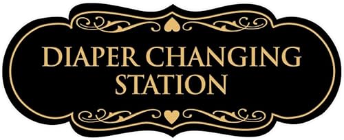 Signs ByLITA Señal de diseñador para cambiar pañales (oro negro) - Mediano