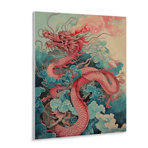 数字油絵 ラッセン 雲に舞い霧に乗る龍 デジタル油絵 数字キットによる絵画 DIY絵 手塗り ファンタジーイラストアート 日本の文化と芸術 数字キット塗り絵 壁飾り ホーム オフィス装飾 数字塗り絵 手工芸 初心者 大人 子供 贈り物 40×50cm