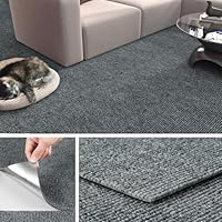 Livelynine Teppichfliesen Selbstklebend 30x30CM Abwaschbare Teppich Fliesen Wohnzimmer Schlafzimmer Rutschfest Auslegware Teppichboden Kinderzimmer Grau Bodenteppich für Büro Gewerbe, 4 Teppichfliesen