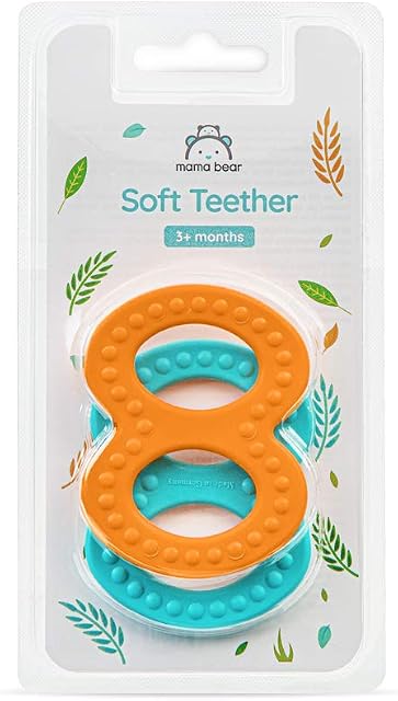 Amazon Brand - Mama Bear Soft Teether, Pack of 2