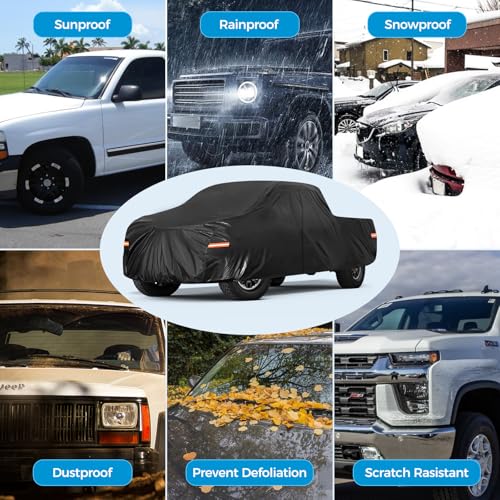 Image of Tsumbay 10 Layers Truck Cover Waterproof All Weather, 213 inch(L) x 80 inch(W) x 68 inch(H) Outdoor Full Exterior Cover with Rain UV Snowproof Protection with Zipper, Universal Fits Up to 213 Inch for Automobiles