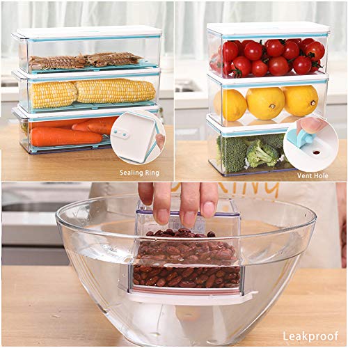 Minesign 6Pack Plastic Stackable Food Containers With Vented Lids And Removable Drain Tray Refrigerator Produce Saver Organizer Bins For Fridge Freezer Fruits&Veggie Storage Kitchen Organization #TOP4