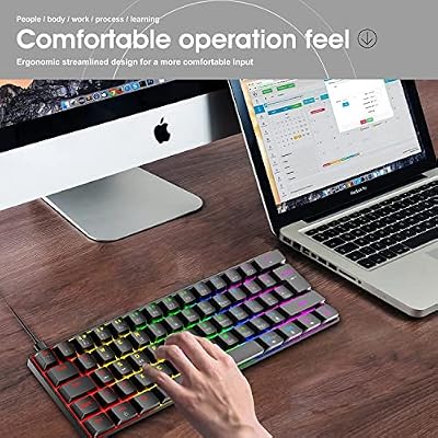 60% Wired Mechanical Gaming Keyboard and Mouse Combo,Ultra-Compact Mini 62 Keys,Type C Chroma 20 Rainbow Backlit Effects,RGB Backlit 6400 DPI Lightweight Gaming Mouse with Honeycomb Shell for PC/Mac