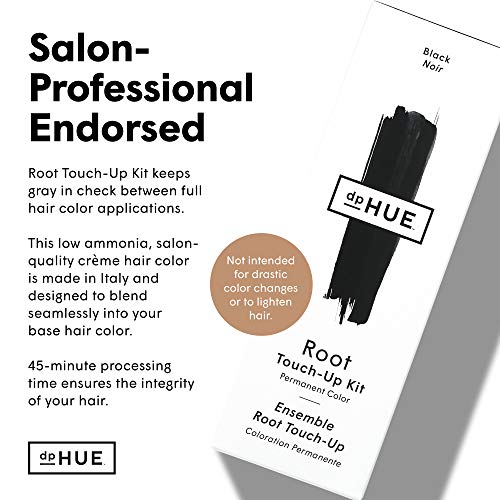 Dphue Root Touch-Up Kit - Black, 2 Applications - Permanent Grey Hair Touch Up & Root Cover Up Solution - Low Ammonia, Salon-Quality Creme Hair Color Made In Italy #TOP6