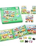 BBLIKE 3er-Pack Kinderpuzzle Magnet Puzzle, Städtischer Transport Puzzle Lernspielzeug, Rahmenpuzzle für Kinder ab 3 Jahren