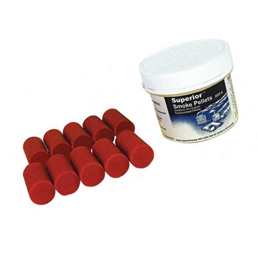 Superior SP-8 Encapsulated Smoke Pellet 10-Pack. Each Emitter Produces Approximately 850 Cu Ft Cloud Over 60 Seconds. Resealable, Air-Tight Jar. Use with Superior 5E Electric and 5E Flex Blowers.