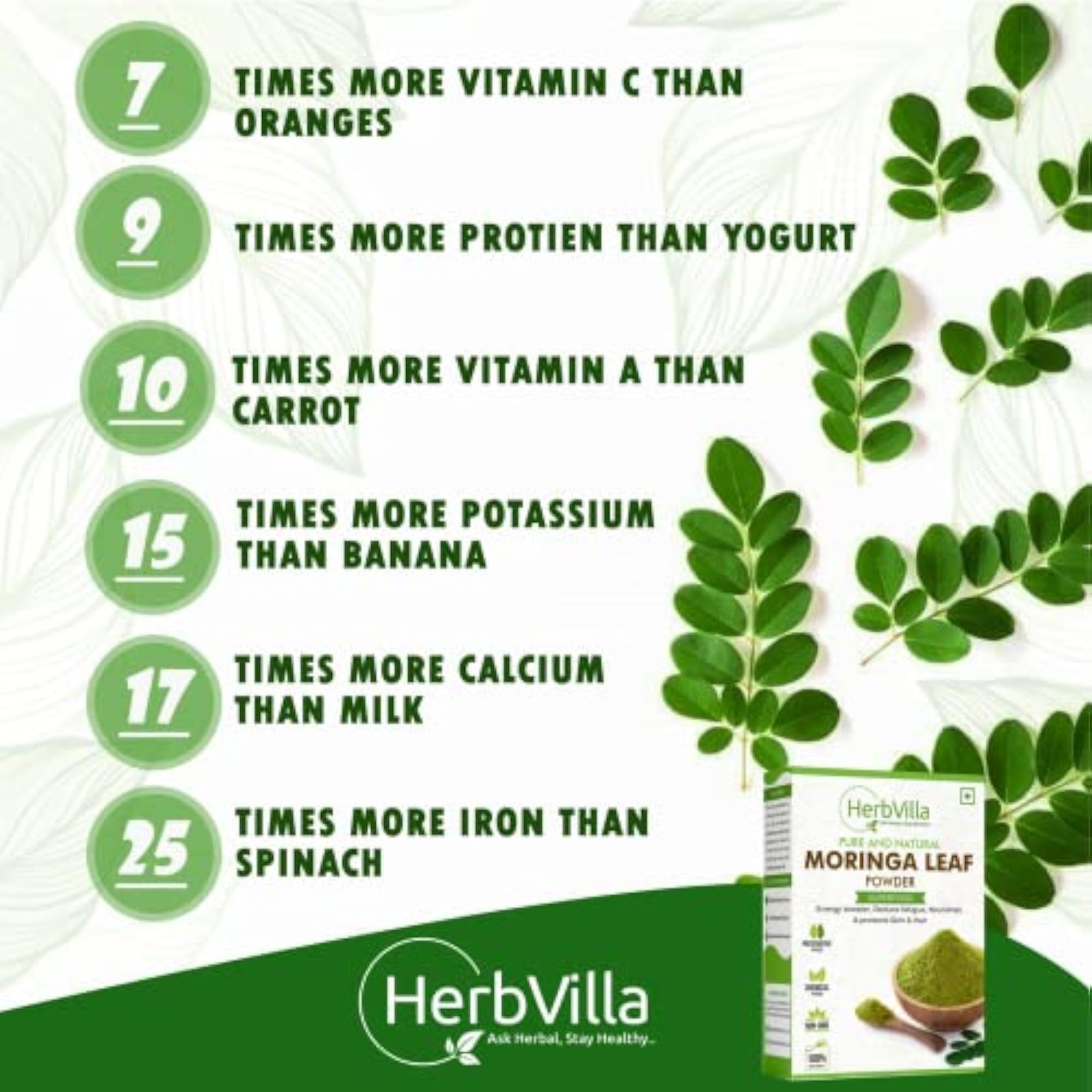 Herbvilla Pure Moringa Powder, 400 Grams