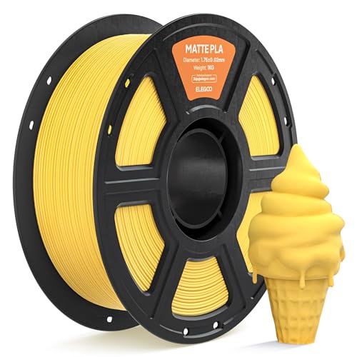 ELEGOO Matte PLA Filament 1.75mm Sunshine Yellow 1KG 3D Printer Filament High Precision 1kg Spool (2.2lbs) Fits for Most FDM 3D Printers