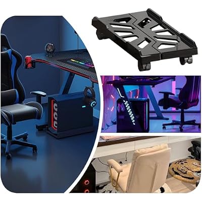 Mobile CPU Stand - Adjustable Bracket: Rolling Caster Wheels, PC Tower Floor Riser, Ventilated Design | Perfect for Computer Workstation, Office Home Setup, Desktop PC Tower Support