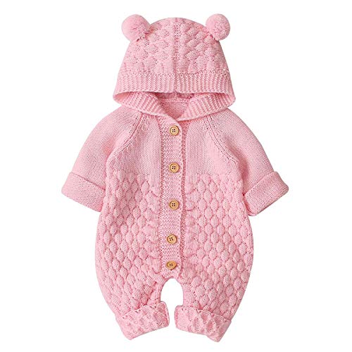 Image of Camidy Baby Boy Girl Knitted Romper Outfits Infant Hoodie Sweater Bear Jumpsuit Overalls One-piece Bodysuit Outerwear