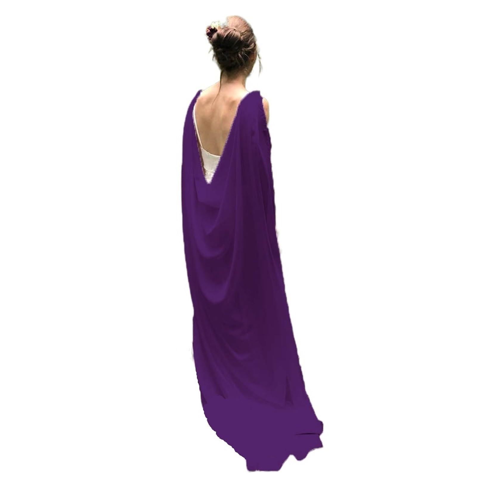 Capa larga de gasa para boda, para fiesta, fiesta, graduación, chal para mujer, velo simple de doble hombro con alfiler, morado, Talla única