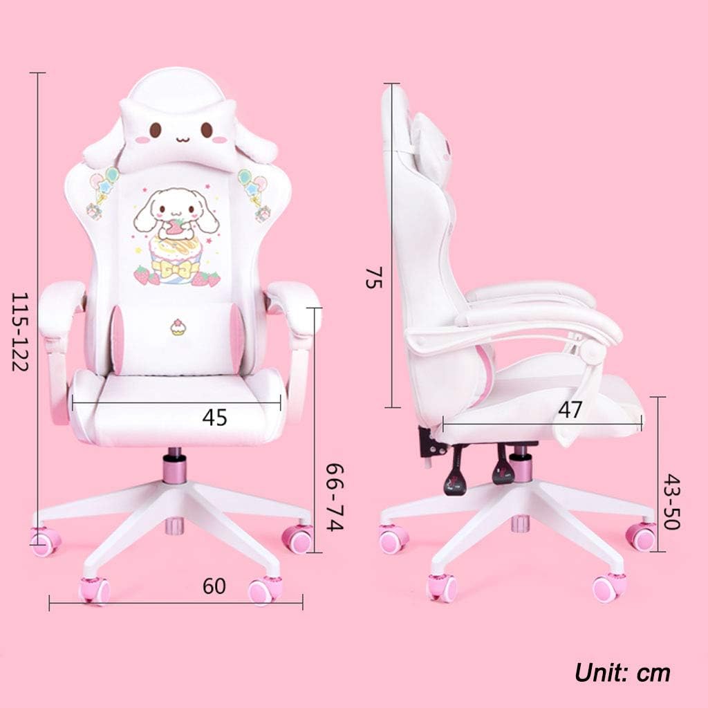 Swivel Chair Cute Cartoon Chair Bedroom Comfortable Computer Chair Home Gaming Study Chair with Armrest Comfortable Sponge Adjustable Height and Angle,Girls Stylish Gift