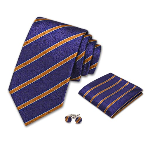 Image of Men's Tie Set with Pocket Square, Cufflinks and Gift Box | 100% microfiber; tie 59 x 3.15 in; square 10 x 10 in; gift box included