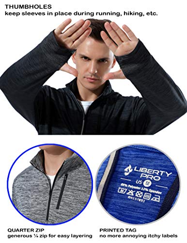 Liberty Imports Pack of 3 Men's Performance Quarter Zip Pullovers with Pockets, Quick Dry Active Long Sleeve Shirts (Edition 1, X-Large)