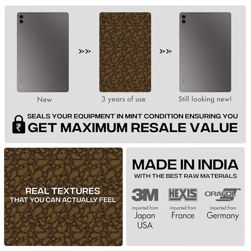 Image of Capes Tablet Skins Compatible with Samsung Galaxy Tab S9 FE Plus | Ultra-Thin Protective Film | Anti-Scratch Vinyl Decal Skin | Not Case /Cover (Brown Paisley, Back Skin)