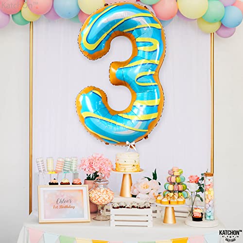 Image of KatchOn Donut Number 3 Balloon 40 Inch, donut Birthday Party Decorations | Number 3 Donut Balloon, 3rd Birthday Party Decorations, birthday decorations for women