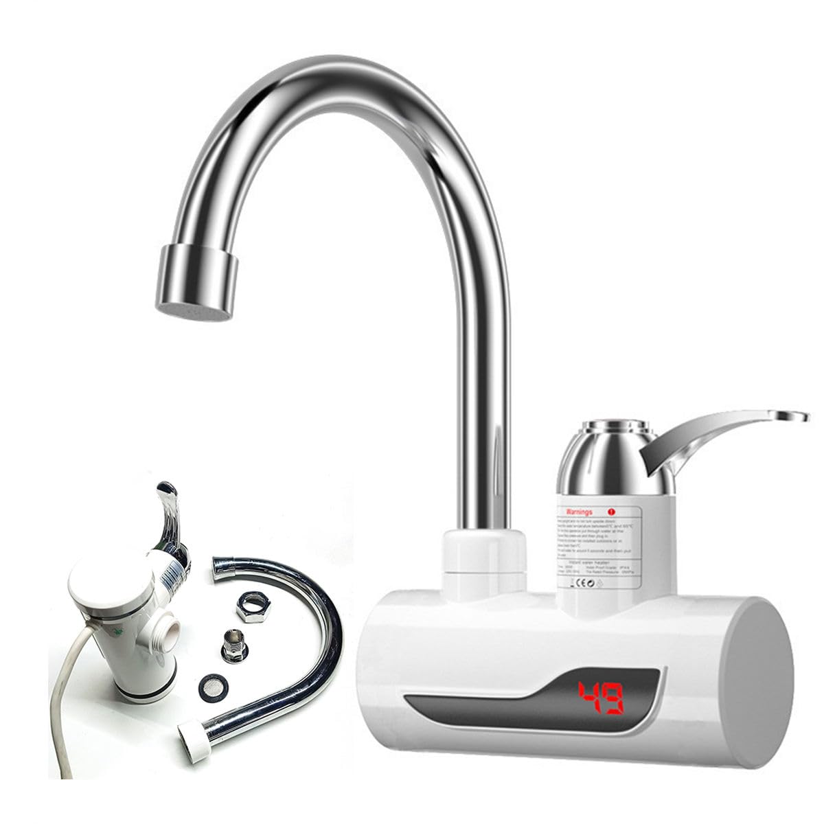 Srinis 3000W Instant Water Heater Tap | Wall Mounted Electric Geyser Faucet with Digital Temperature Display | Hot & Normal Water for Kitchen & Bathroom Sink | 1 Year Warranty-image-37