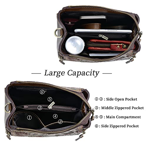 LETEULO Crossbody Bag for Women Top Handle Tote Purses Vintage Satchels Handbag and Women Card Wallet Coffee4
