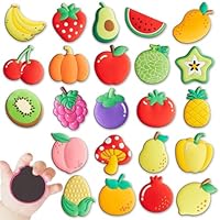 24PCS Fruit Refrigerator Magnets for Toddlers 1-3 Kids Cute Rubber Fruits Educational Toy Strawberry Food Cartoon Magnets for Fridge Full Back Magnetic Stickers Toys for Baby Whiteboard Learning Gift