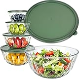Luvan 5-Pack Glass Mixing Bowls with Lids Set...