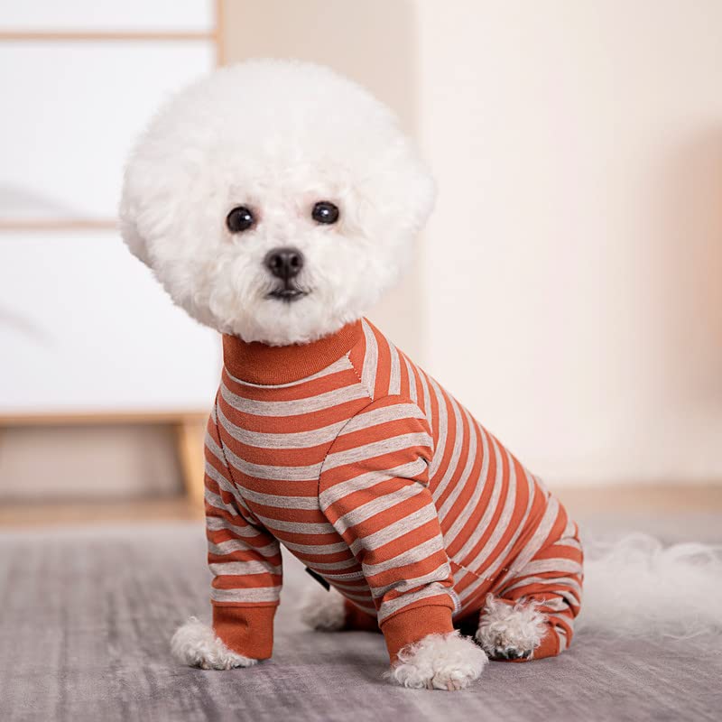 Image of Dog Surgery Recovery Suit for Small Dogs, 4-Legged Dog Onesie After Surgery with Back Snaps, Breathable Cotton Spay and Neuter Bodysuit for Female and Male Dogs
