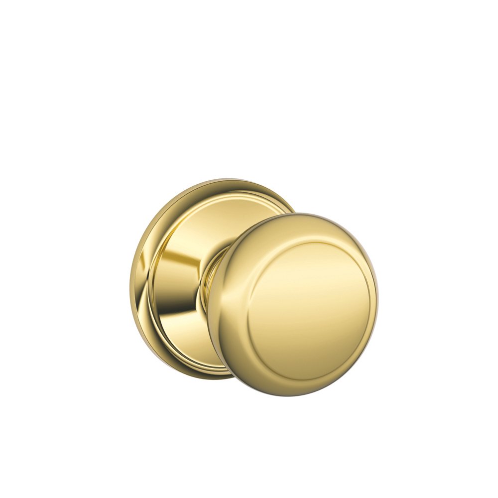 Schlage F10 ve 605 16-080 10-027 Andover Hall ve Dolap Topuzu, Parlak Pirinç