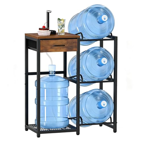 Reviews de Porta garrafon de agua walmart los más recomendados. 46 CAREEPD Porta Garrafones de Agua de 3 Niveles con Tablas, Soporte para Botella de 5 Galones con Cajón, Metalico Estante Organizador, Porta Garrafon 4 Cubos para...