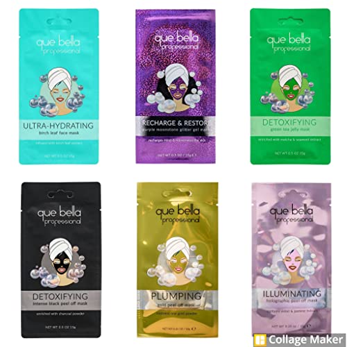 Que Bella Face Mask Glow Getting Gift Set Including 6 Radiance Inducing Que Bella Face Masks in a Gift Bag