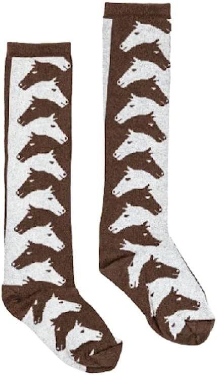 プレミアム品質 ハイニーホースパターン レディース ユース 乗馬ソックス | ワンサイズ