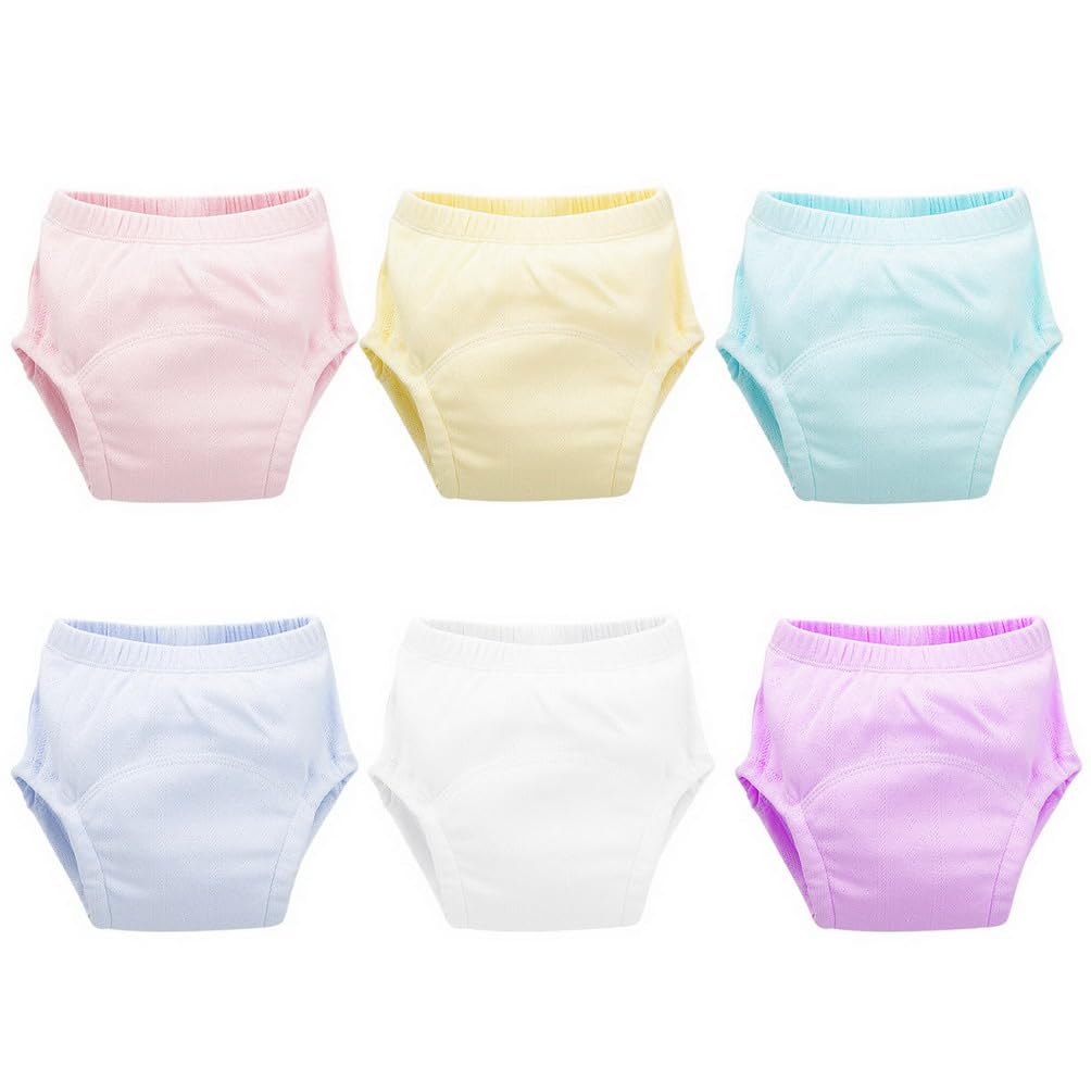 Lot de 6 Culotte Apprentissage Propreté Bébé Filles Garçons sous-Vêtements Slip d'Entraînement en Coton Enfants Couches Culotte d'apprentissage Lavable pour Bébé Tout-Petit 0-3 Ans