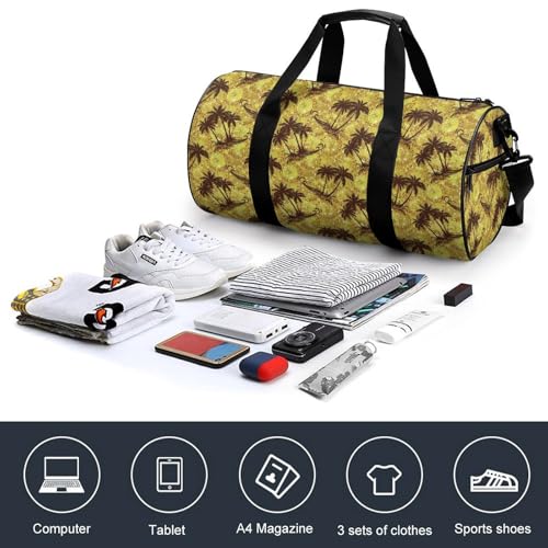 Sea Island Palm Trees Compact Gym Bag Travel Duffel Bags Lightweight Foldable Sports Tote Gymbag4