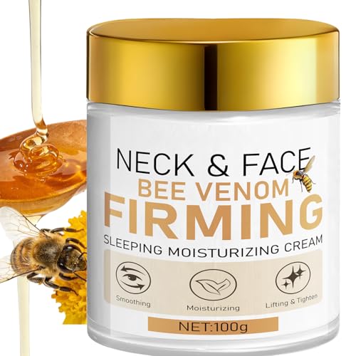 Bee Venom Sleeping Moisturizing Cream - Hydrating & Plumping Face and Neck Cream with Hyaluronic Acid, Anti-Aging Daily Moisturizer for Firmer, Softer Skin, 3.53oz