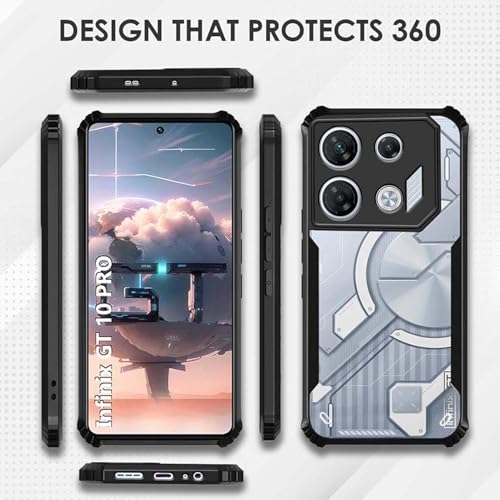 Image of Camera Protection Shockproof Clear Back Bumper Eagle Back Case Cover PC+TPU Compatible with Infinix GT 10 Pro -Black