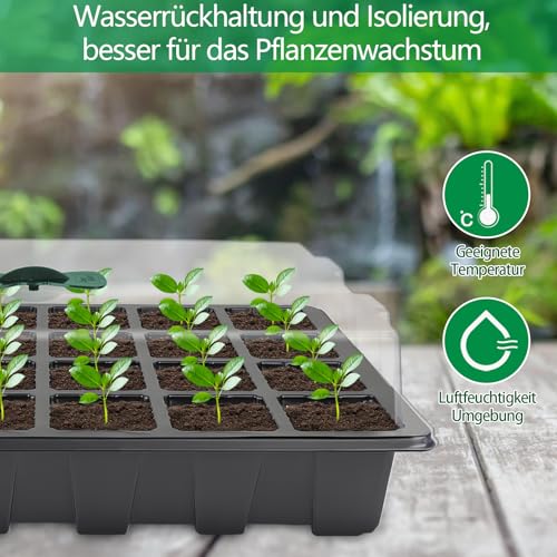 CNNIK Pack of 5 120 Cell Propagation Greenhouse Black Propagation Tray Kit with Lid, Plant Labels, Tools for Indoor & Outdoor Use - Image 4