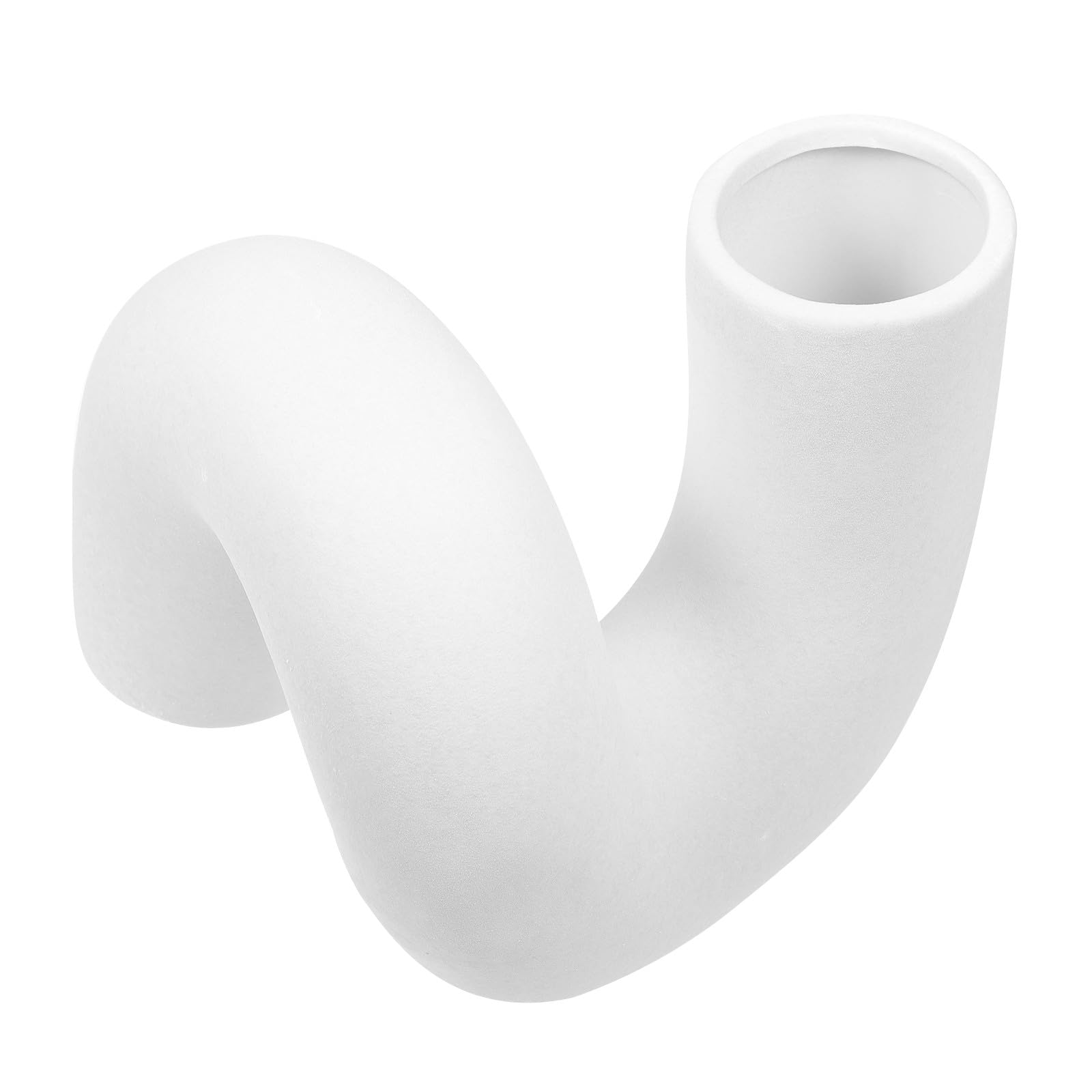 Vase en céramique blanc pour décoration de table moderne et fleurs séchées