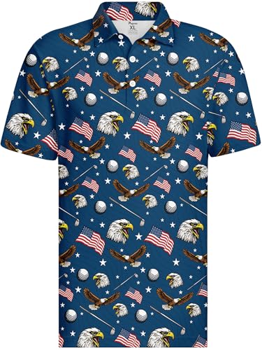 Image of PAGYMO Funny Golf Shirts for Men Crazy Printed Pattern Novelty Moisture Wicking Performance Mens Polo Shirt