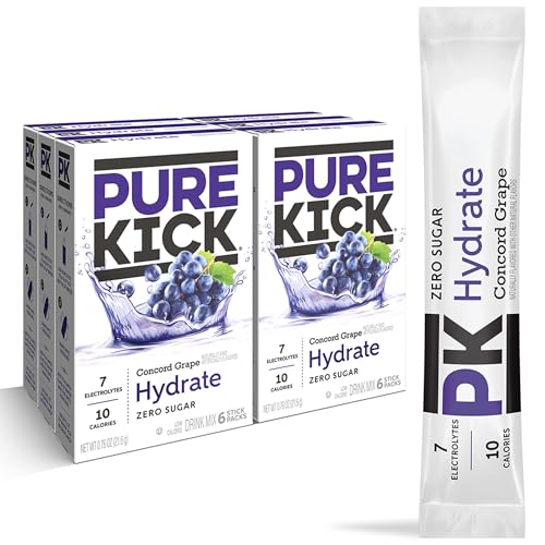 Pure Kick Hydration Singles To Go Drink Mix - Concord Grape 6 Boxes - 6 Packets Per Box - 36 Single Servings image 3