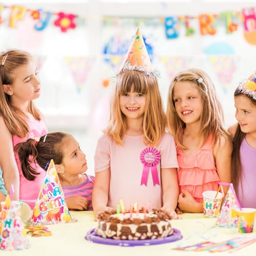 It's My Birthday Brooch, Pink Satin Fabric Happy Birthday Tinplate Badge Pin for Girls, Award Badge Party Decoration2