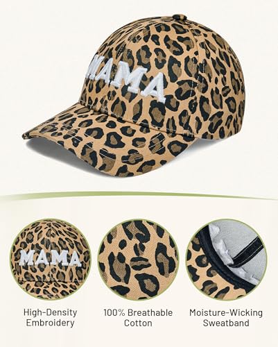 Image of Womens Baseball Cap Trendy Leopard Print Embroidery Cotton Breathable Adjustable Cap for Outdoor & Gifting