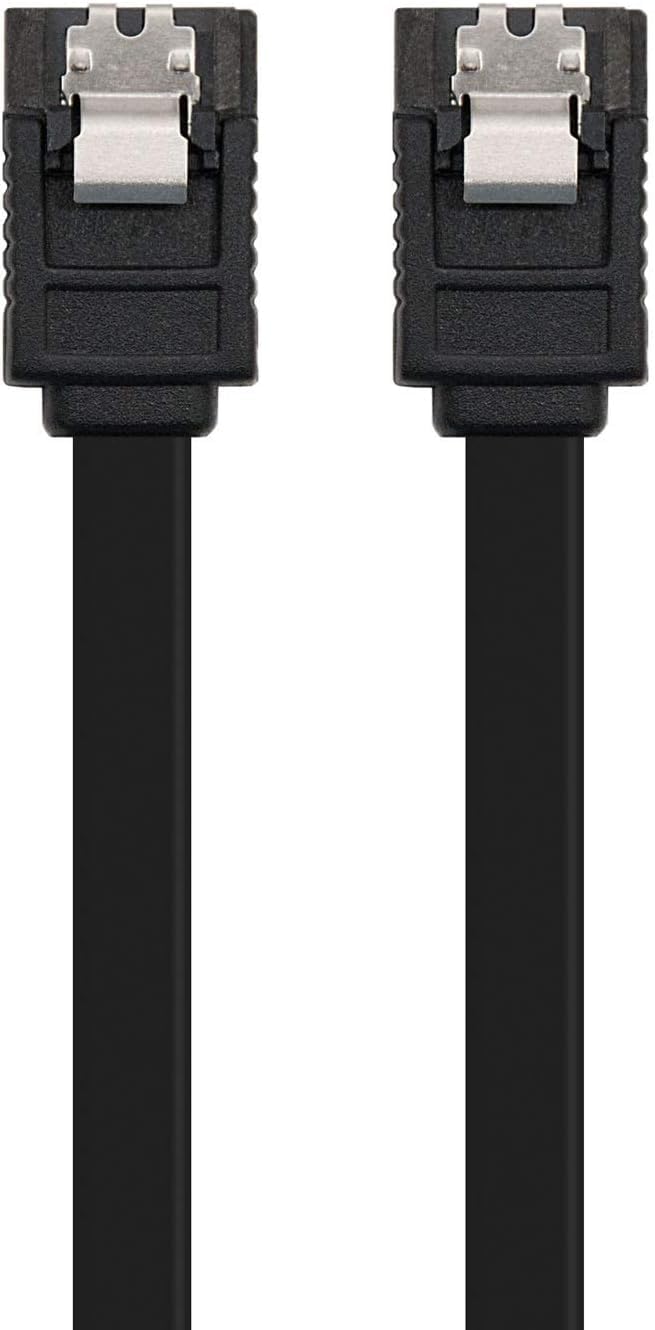 Torpedo SATA Cable III 6Gbps Straight HDD SDD Data Cable with Locking Latch 16 inches Compatible for SATA HDD, SSD, CD Driver, CD Writer, Black 1 Pack