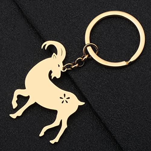 WEVENI Stainless Steel Goat Keyring Key Chain Rings Purse Bag Charms for Women Girls4
