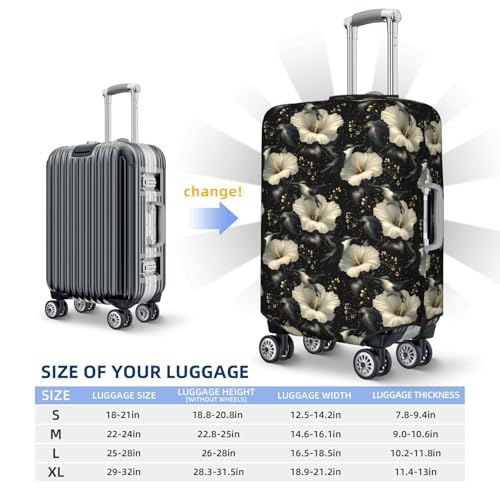 Luggage Cover Protector - Black Gold Flower Hummingbird Print Suitcase Covers for Luggage Fit 29-32 Inch Suitcase2